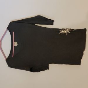 Haute Hippie Gray Jeweled Flower Accent Top Size M